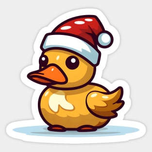 Christmas Duck in Santa hat Sticker